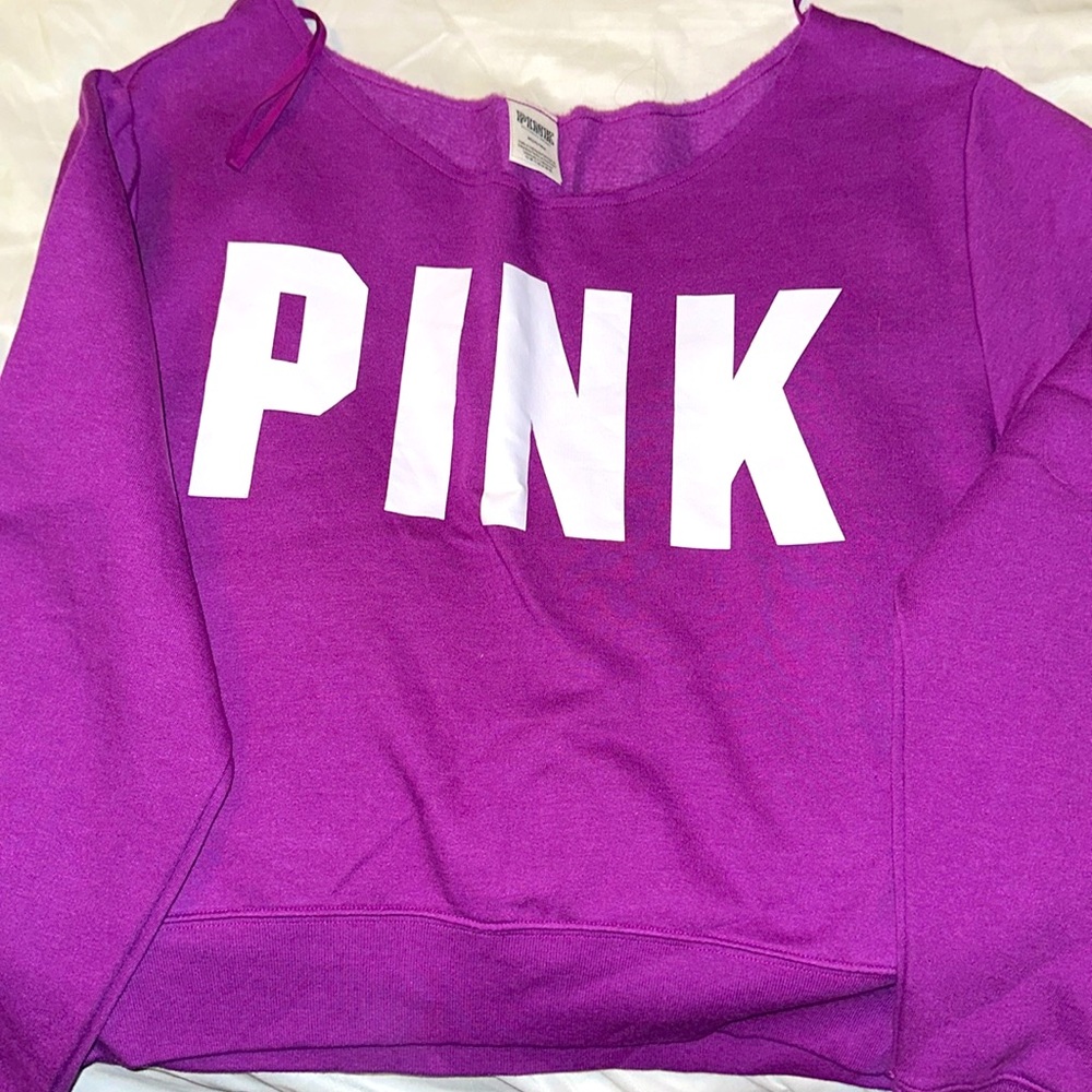 Purple / pink Victoria Secret Pink off shoulder sweater like new wore twice